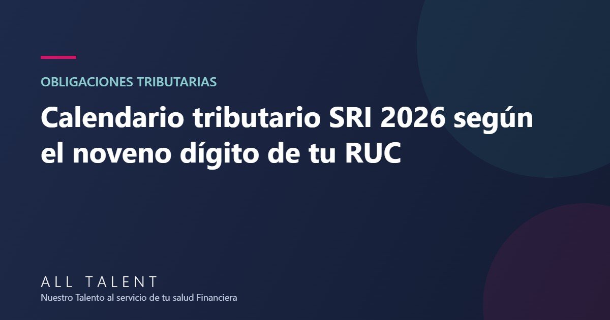 Calendario tributario SRI 2026: fechas según el noveno dígito de tu RUC